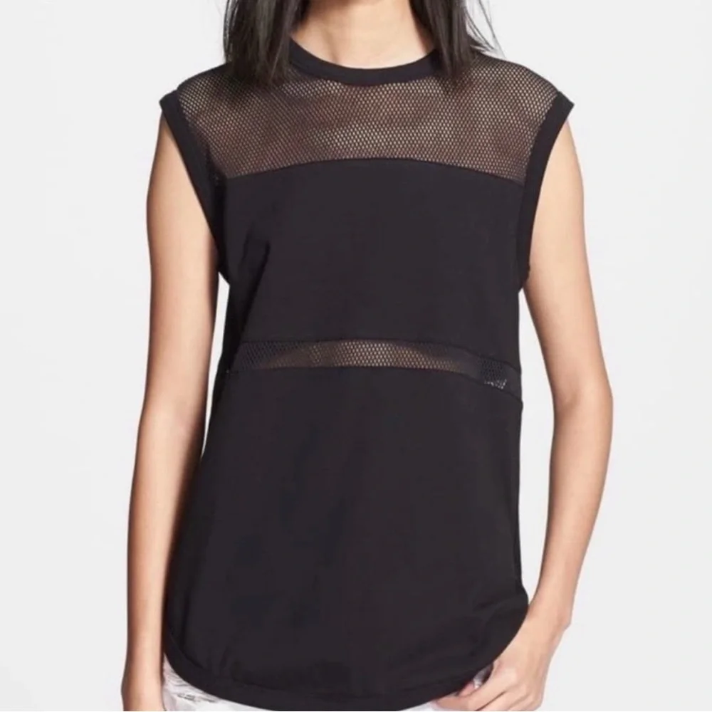 Rag & Bone Marlo Paneled Tank Mesh Sleeveless Top Black Women's Size Medium M - Picture 7 of 7